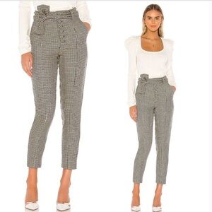 Lovers + Friends Dillion Trouser Pants Houndstooth Teal & Black Sz L